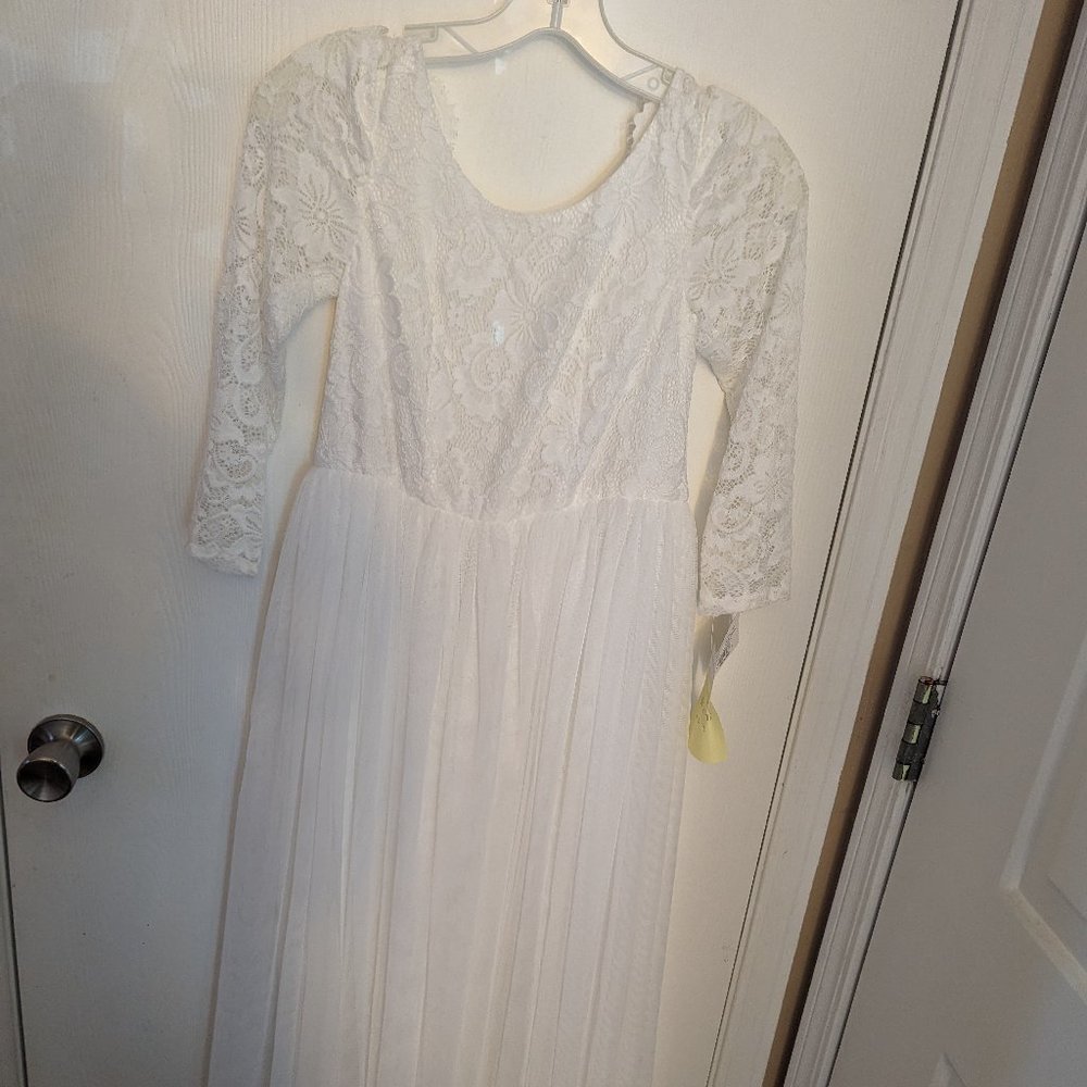 Flower girl size 12 white dress